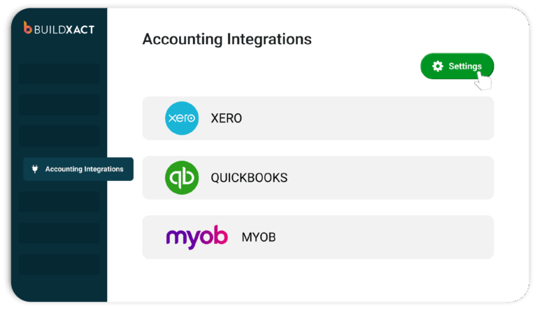 A conceptual image of the accounting integrations in Buildxact
